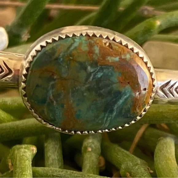Ajax Mine Turquoise Sterling Stacker Cuff - Picture 1 of 3